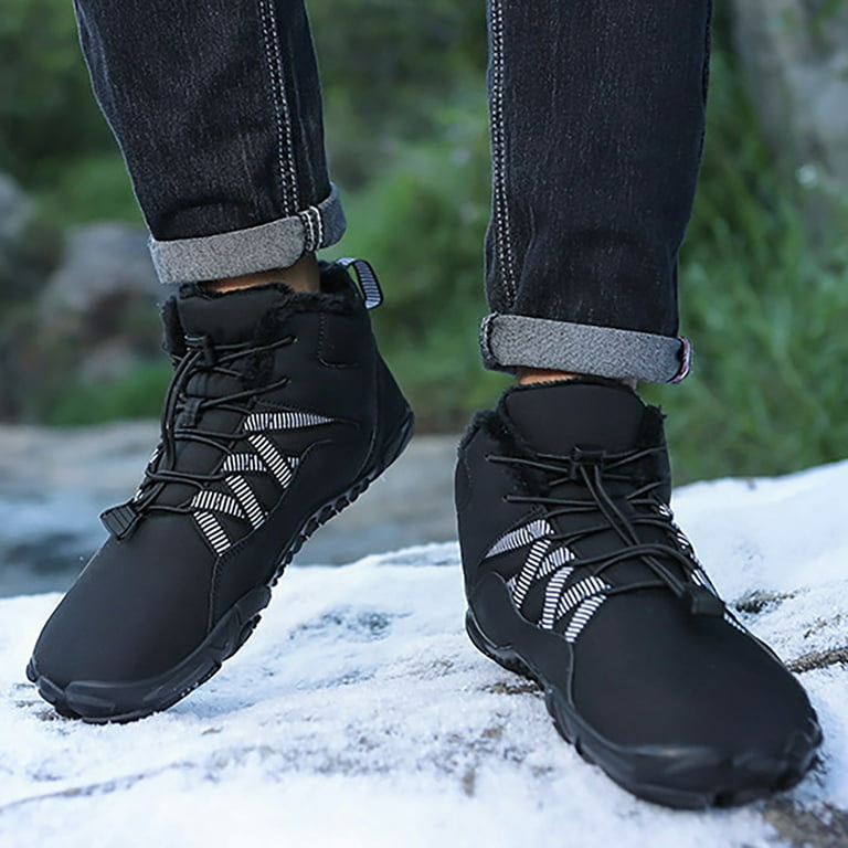 White Tennis Shoes Women Outdoor Solid Versatile New Snow Boots Plush Thickened Water Proof Non Slip Durable And Warm Couple Cotton Shoes Steel Toe
