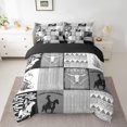 thumbnail image 2 of Country Western Bedding Sets Tribe Geometry Aztec Bed in a Bag King Size Comforter Set 7 Pieces,Cowboy Horse Sheet Set with Comforter,Gothic Bull Skull Cowgirl Southwestern Decor,Black Grey, 2 of 6