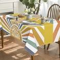 thumbnail image 2 of Summer Tablecloth 60×84 Inch Rectangular, Hello Sunshine Rainbow Spring Washable Table Cover for Party Picnic Dinner Decor, 2 of 6
