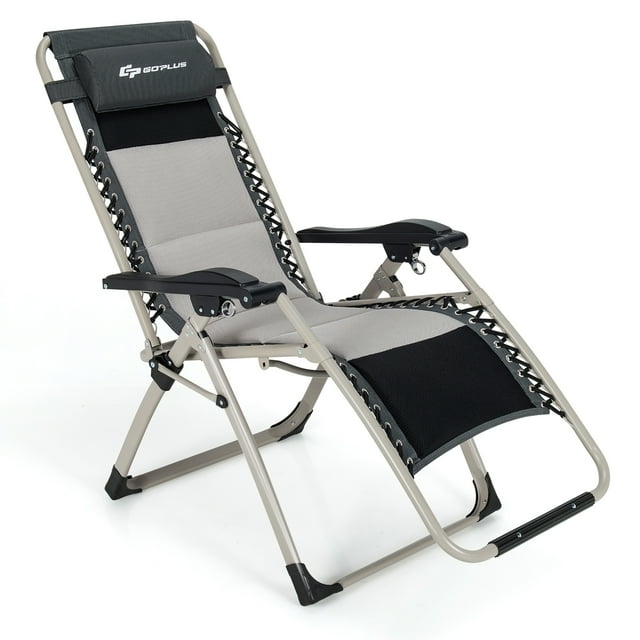 Costway Rembourré Zéro Gravité Chaise Réglable Pliante Couverture de Salon Inclinable Inclus