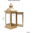 thumbnail image 2 of Hosley 15 Inch High Large Clear Glass Iron Classic Style Lantern Gold. Ideal Gift for Parties Weddings Aromatherapy and LED Spa Settings 05, 2 of 8
