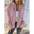 thumbnail image 4 of Women'S Solid Color Corduroy Jacket Minimalist Style Hooded Zip Front Coat Casual Outerwear Pink S, 4 of 7