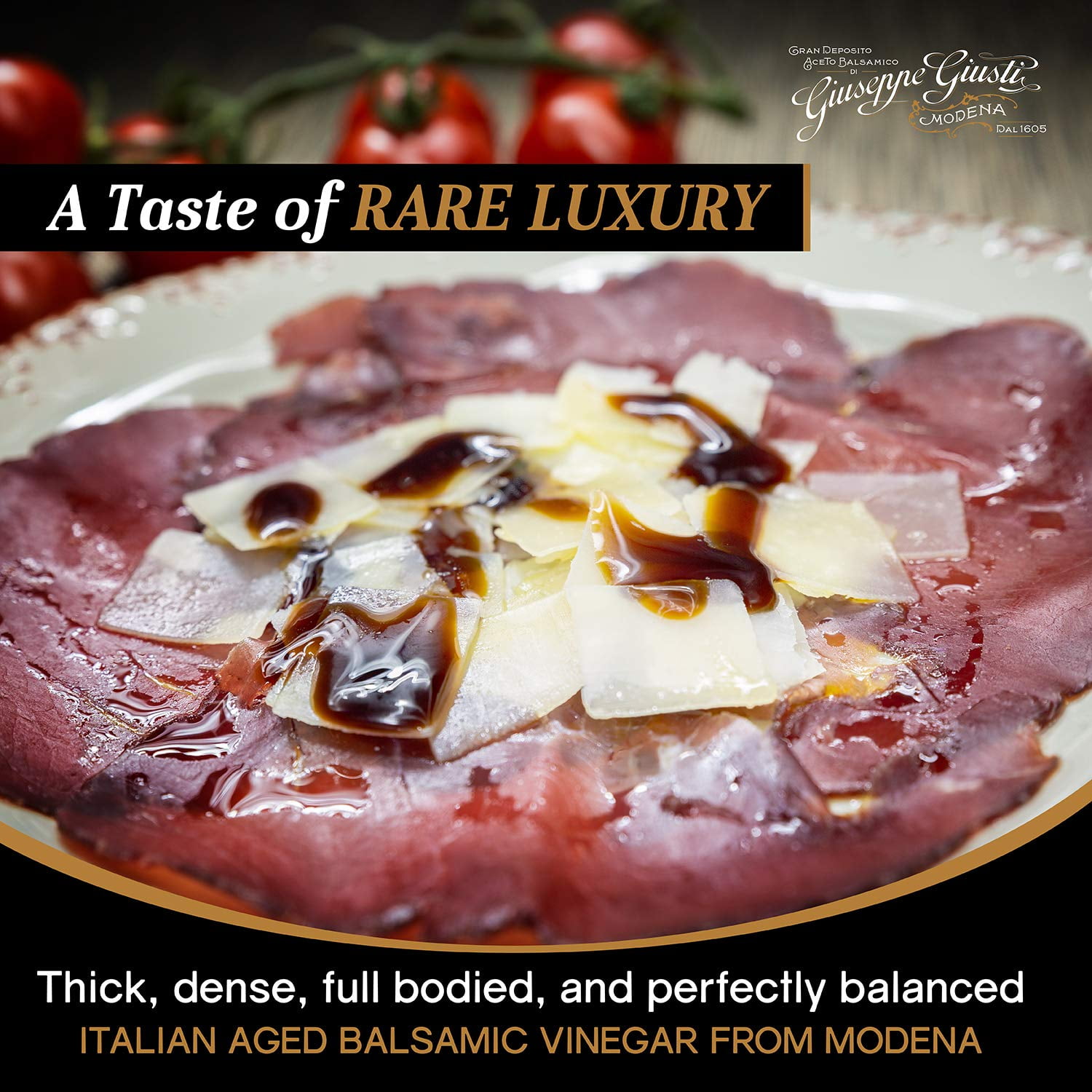 Giusti Family Reserve Balsamic Vinegar-Based Condiment – Premium Italian Condiment Based on Aceto Balsamico di Modena, Rich, Matured Flavor for Salads, Marinades & Drizzling, Made in Italy - 1.7 fl o