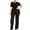 Black, variant on Women Two Piece Set V Neck Short Sleeve Ruched Asymmetric Solid Elegant Party Fitted Trouser Set Plus Size Formal Navy M