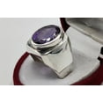 thumbnail image 2 of Natural Purple Amethyst Mens Ring Sterling Silver 925 Purple Amethyst Ring Neelam Ring Purple Gem Ring Handmade Ring, 2 of 3