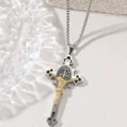 thumbnail image 4 of St. Benedict Crucifix Necklace for Men | Stainless Steel Jesus Cross Pendant | Two-Tone Religious Jewelry Gift for Catholic Men & Women, 4 of 7