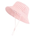 thumbnail image 2 of QSAWXQZ Kids' Striped Bucket Sun Hat Wide Brim Cap with Chin Strap Breathable for Summer Outdoor 1-2Y, 2 of 5