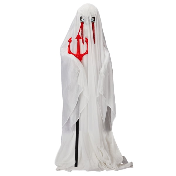 4.3ft Life-Size Halloween Animatronic Ghost, Sound-Activated (Green LED Body + Scary Sounds), 1-Minute Assembly for Yard/Haunted House/Party