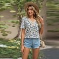 thumbnail image 2 of FJUCHAI Chemises Imprimées pour Femmes Été Décontracté Col Rond Manches Courtes Blouses Mignonnes Florales Tops Amples, 2 of 10
