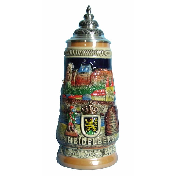 German Beer Stein Heidelberg relief stein 0.5 liter tankard, beer mug KI 305 0,5L Heidelberg