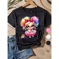 thumbnail image 1 of 1pc Girls Cotton T-Shirt - Cute Cartoon Graphic Print, Breathable Loose Fit Crew Neck Short Sleeve, Spring Summer Back to School Day Gift, Shirts for Girls, Playful Design, Comfortable Fit, 1 of 7