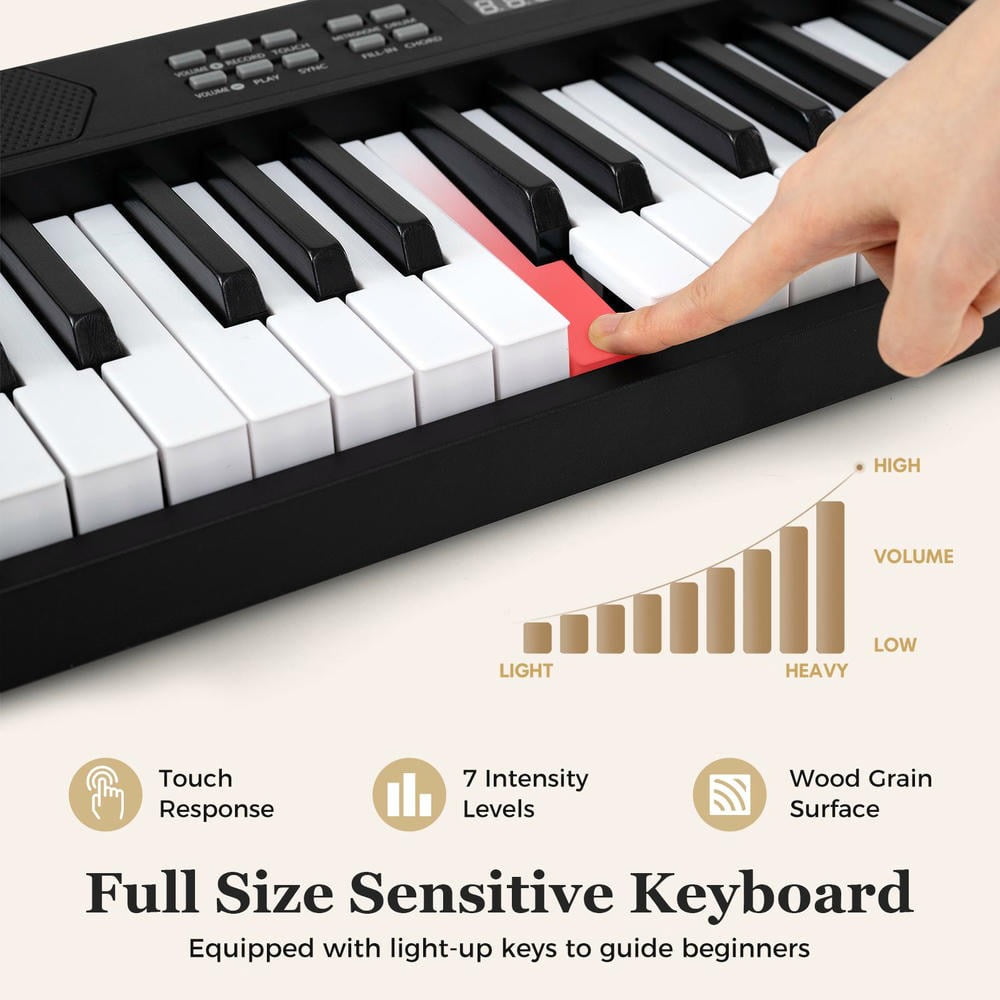 GVN 61-Key Electronic Keys Music Piano Keyboard for Kids with MIDI and Split Function for Toddlers Boys Girls, Beginner, Black