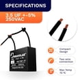 thumbnail image 4 of Bravo Lab CBB61 Ceiling Fan Capacitor 3.5 μF 250 VAC 50/60 Hz, 2 Wire Terminal Connections Compatible with Any Brand with Same Capacitance (2-Pack), 4 of 5