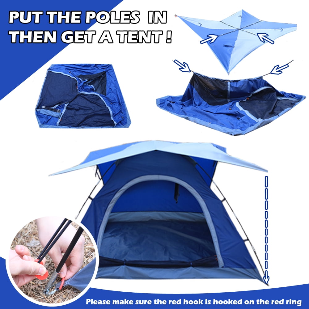 AYAMAYA 4 Person Camping Tent, Outdoor Dome Tents with Double Mesh Door & Removable Rainfly, Windproof & Waterproof Easy Setup, Lightweight Tentsfor Backpacking,Hiking-Blue