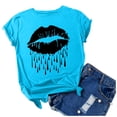 thumbnail image 4 of Fiudx Ofertas de La Semana Blusa de Manga Corta con Cuello Redondo y Estampado a La Moda para Mujer, 4 of 5