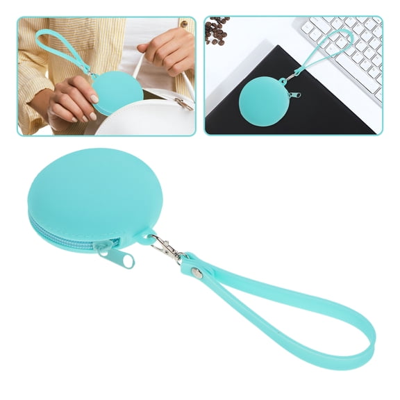 LABSERRON Round Silicone Coin Organizer in Green Lightweight Waterproof Pouch for Earbuds and Keys