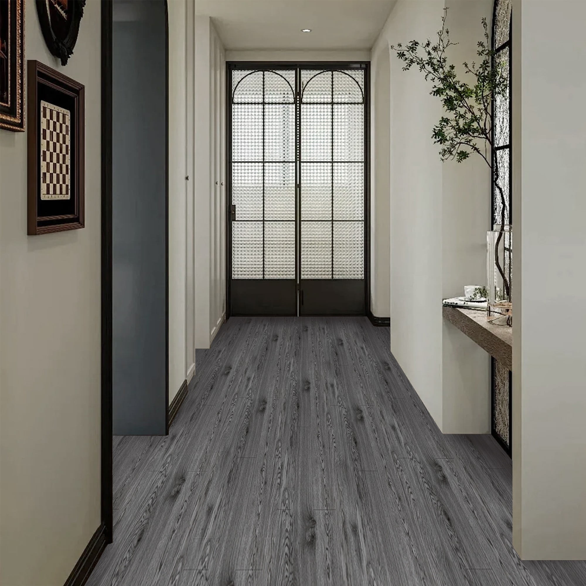 (3 pack) UMIGGEE Gray Peel and Stick Vinyl Flooring Roll 23.6-in x 196-in/31 Sq.Ft Thicken Self-Adhesive Vinyl Wood Grain Floor Wear-Resistant Easy DIY Install Home Decor