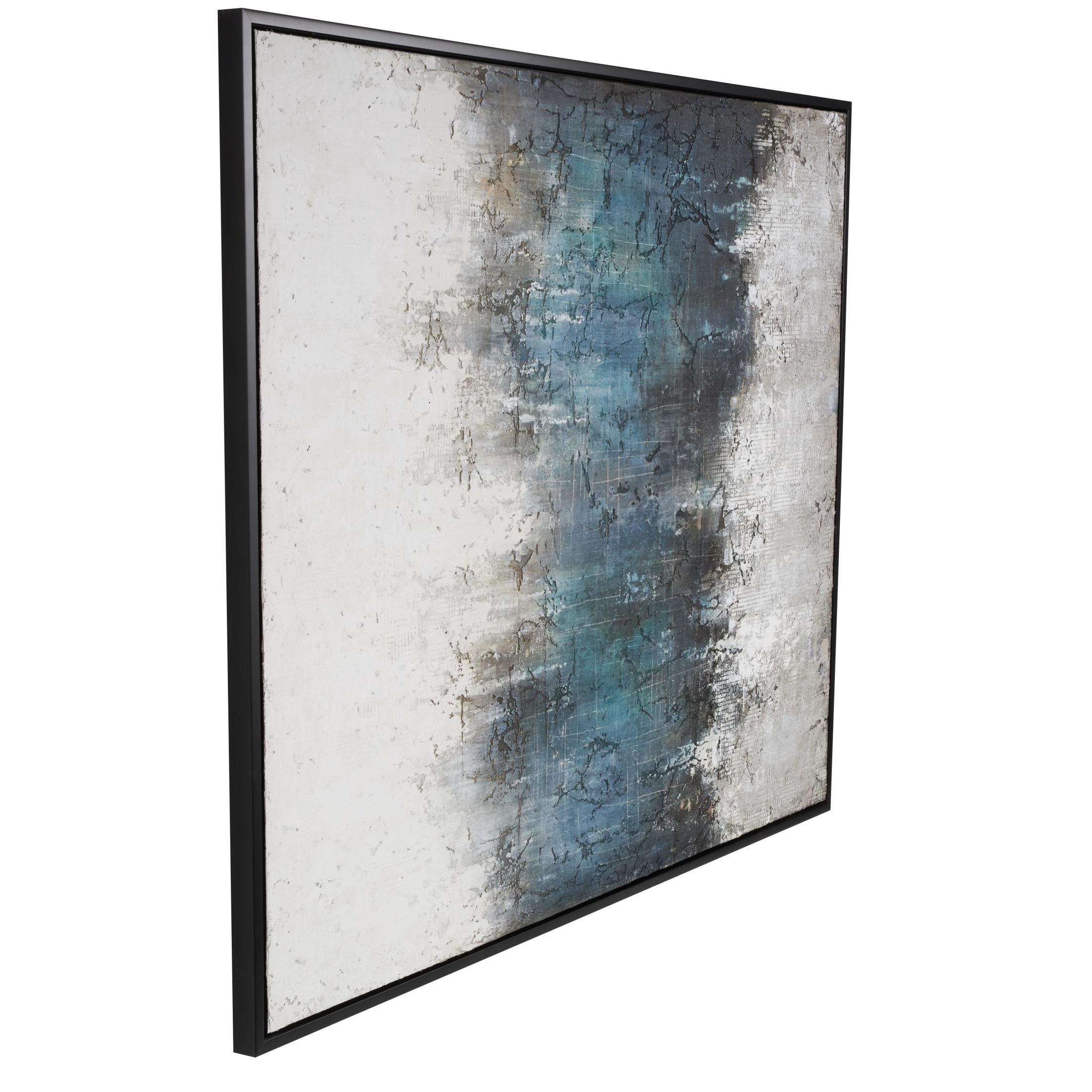 47" x 59" Silver Embellishments Geometric Framed Wall Art with Black Frame, by DecMode
