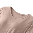 thumbnail image 4 of Wlylongift Women's Solid Color Round Neck Short-sleeved Top With Chest Pad One Shorts Home Wear Set, 4 of 5