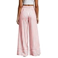 thumbnail image 3 of Tqcoqu Women's Striped Wide Leg High Waist Pants,Drawstring Elastic Loose Casual Beach Vacation Long Trouser with Pockets, 3 of 4