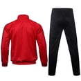 thumbnail image 2 of Men's Tracksutis 2 Piece Full Zip Running Jogging Sweatsuits Set with Drawstiring-Red，XL, 2 of 5