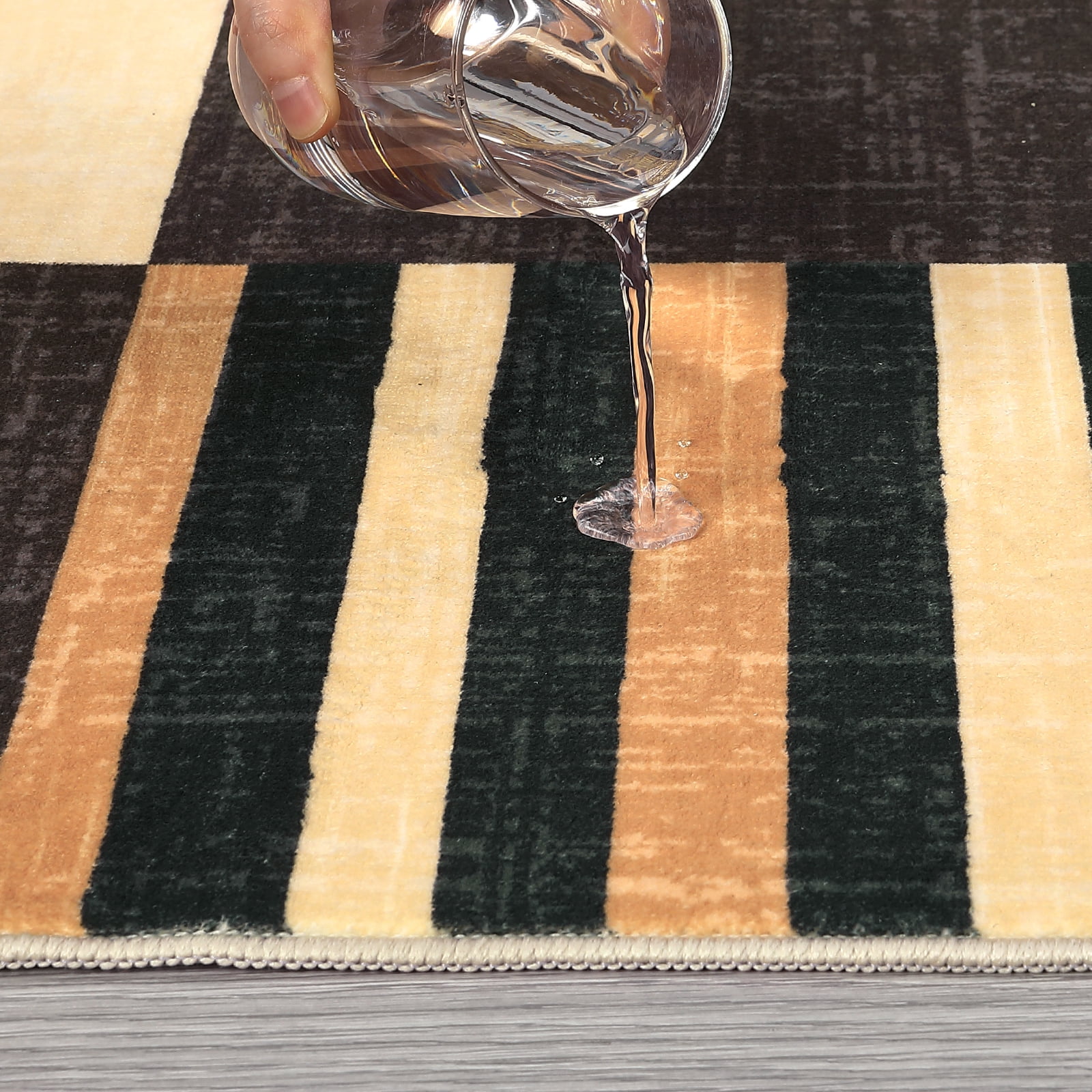 Modern Washable Area Rugs, Contemporary Geometric Circles Carpet with Non-Slip Backing