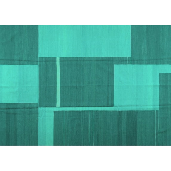 Ahgly Company Machine Washable Indoor Rectangle Abstract Turquoise Blue Contemporary Area Rugs, 2' x 3'