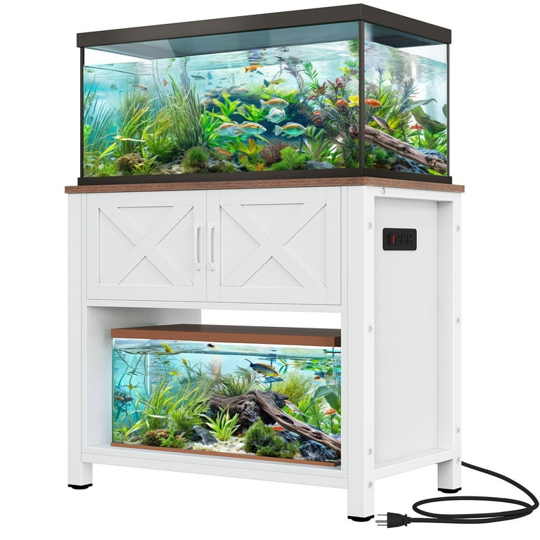 Dextrus Heavy Duty Metal Aquarium Stand with Power Outlets 40 55 Gallon Fish Tank Stand Turtle Tank Reptile Terrarium with Cabinet 670LBS