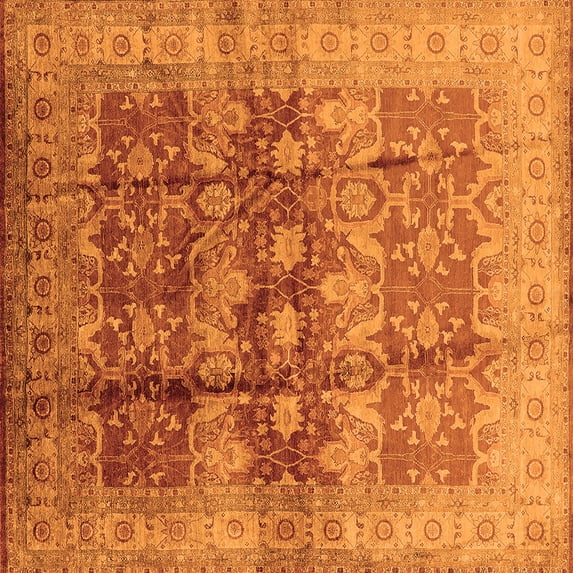Ahgly Company Indoor Square Oriental Orange Industrial Area Rugs, 8' Square