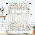 thumbnail image 5 of Yellow Flower Curtain for Kitchen Bathroom Beautiful White Floral Rod Pocket Window Tier Curtains Valance Set 3 Pcs Plant Printed Curtains 54 x 18 inches + 27.5 x 36 inches *2, 5 of 6