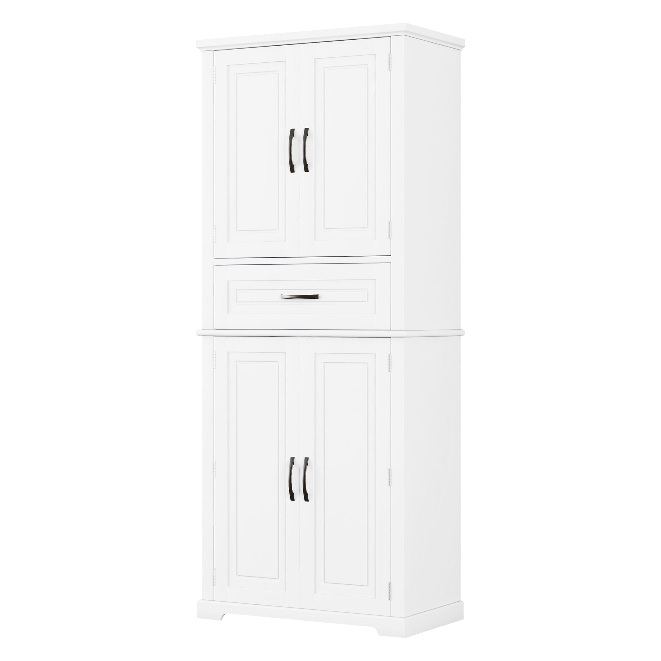 Modern Storage Cabinet with Adjustable Shelf, Anti-Tipping Design, White