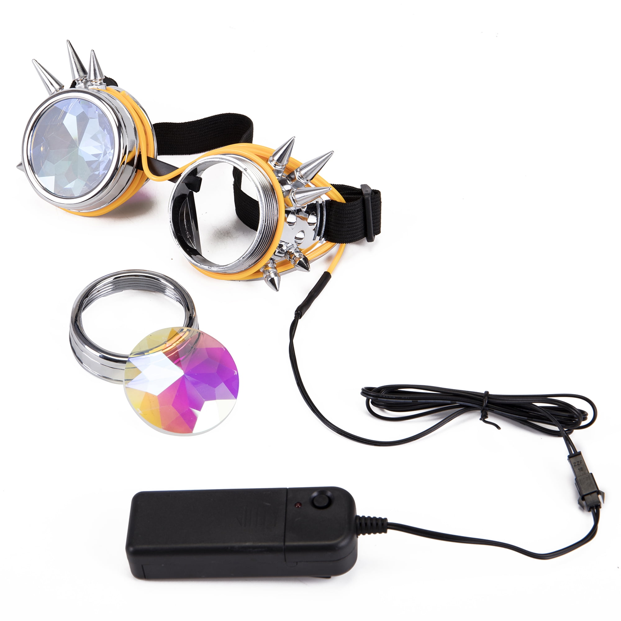 C.F.GOGGLE Spikes Victorian Steampunk Goggles Costume Cosplay Light Up