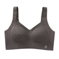 thumbnail image 2 of Ohufall Women's Wide Strap Bra Solid Color Seamless Wireless Bras Push Up Breathable Daily Bralette, 2 of 6