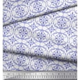 thumbnail image 2 of Soimoi Blue Rayon Crepe Fabric Moroccan Damask Print Fabric by Yard 46 Inch Wide, 2 of 3