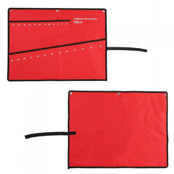 M Buder Bolsa de Almacenamiento Enrollable Múltiples Bolsillos Lona Organizador Llaves 25 Bolsillos Rojo