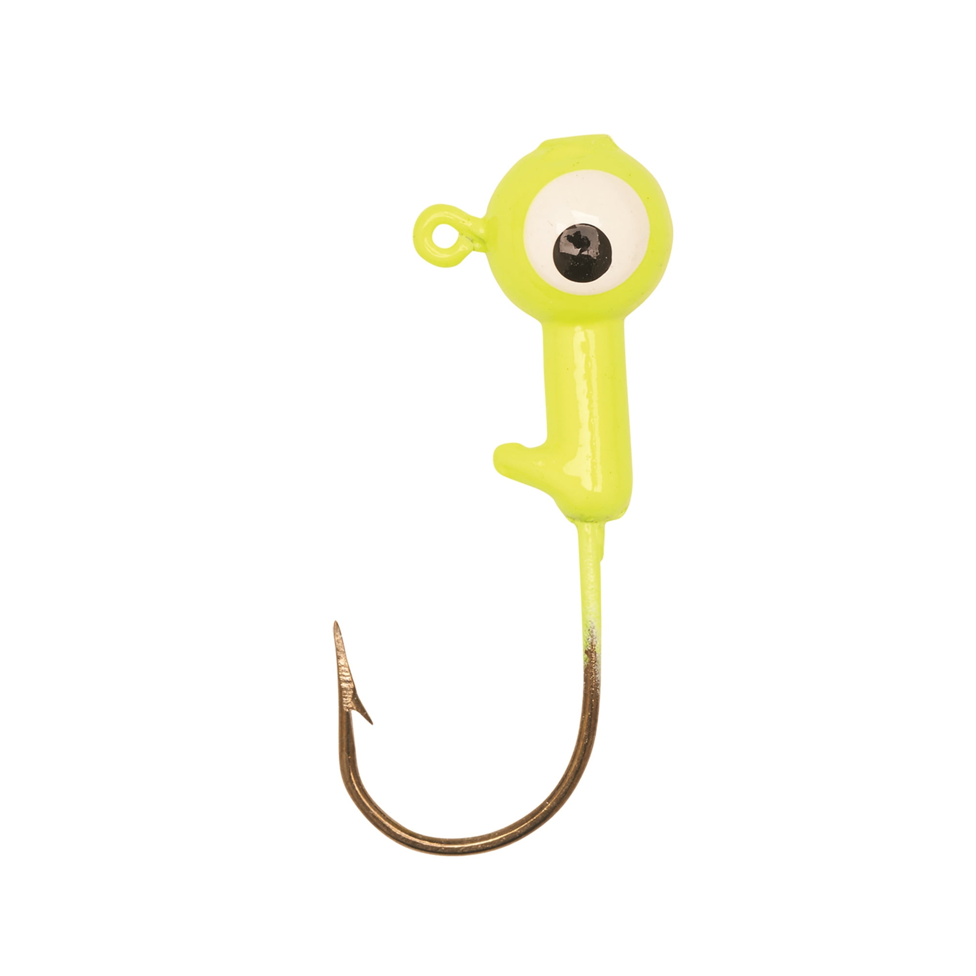 Eagle Claw Ball Head Fishing Jig, Chartreuse with White Eye, 1/16 oz., 10 Count