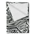 thumbnail image 2 of Tribal Soft Flannel Fleece Throw Blanket, Abstract Composition of Geometric Forms of Maori Pattern for Background, Cozy Plush for Indoor and Outdoor Use, 50" x 60", Black and White, by Ambesonne, 2 of 5