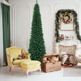 thumbnail image 1 of Gymax  9' PVC Artificial Christmas Tree Holiday Decor Slim Pencil Tree Metal Stand, 1 of 9