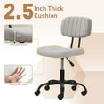 thumbnail image 3 of Small Home Office Desk Chair with Wheels, Armless Comfy Vanity Chair Swivel Computer Task Chair No Arms, Modern Height Adjustable Low Back Rolling Chair for Small Space (Linen Fabric Grey), 3 of 18