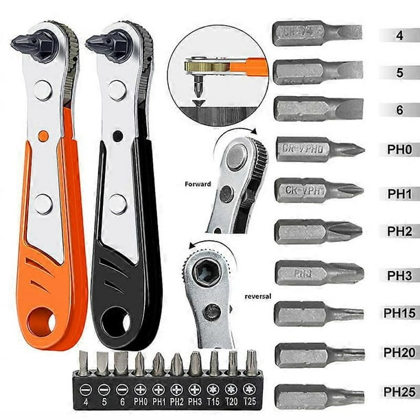 SMARLAN Hexagon Ratchet Spanner Wrench 10 Pcs Drive Screwdriver Bit 1/4inch Mini Quick Release Socket Tools Handle Repair Wrench