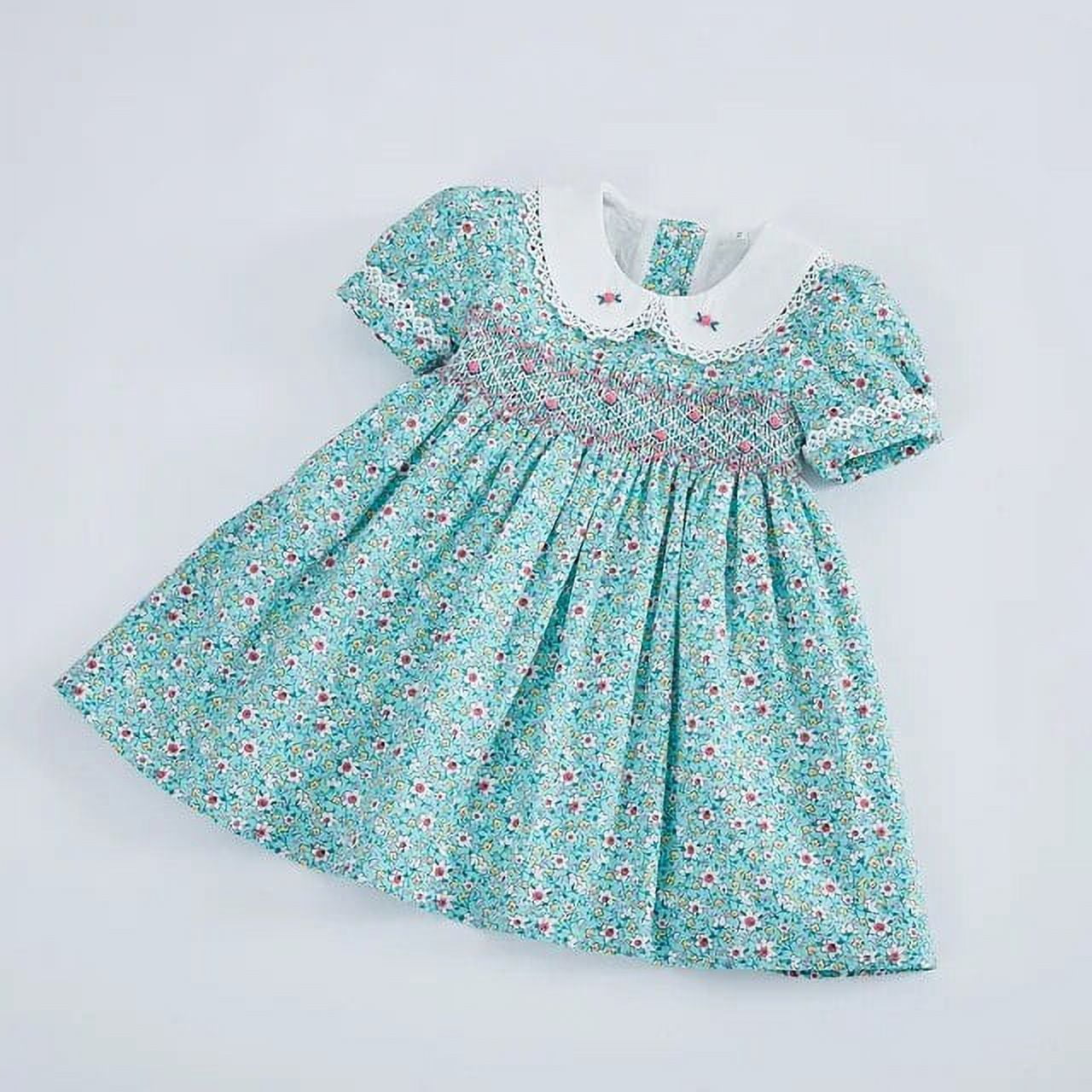 Robe Fille Vintage Smockée – Style Traditionnel Fleuri, Très Bon état – Marque Rosalind, Occasion