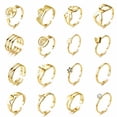 thumbnail image 1 of 16 piezas de anillos de oro gruesos ajustables para mujer Anillos de nudillos chapados en oro Anillos de apilamiento ajustables abiertos Anillos de dedo en forma de corazón Zefei Wu 9024735041405, 1 of 5