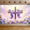 thumbnail image 5 of LUUFILx Easter He is Risen Backdrop Banner Spring Church Decoration Floral Cross Background Religious Event Supplies Party Celebration Decor Christian, 5 of 8