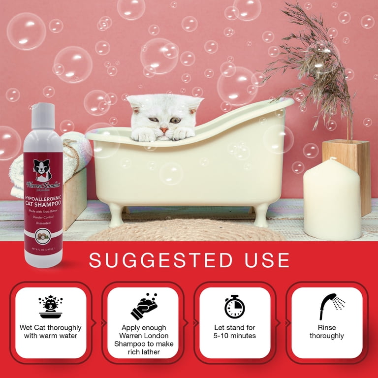 Warren London's Hypoallergenic Cat Shampoo Unscented, Gentle for