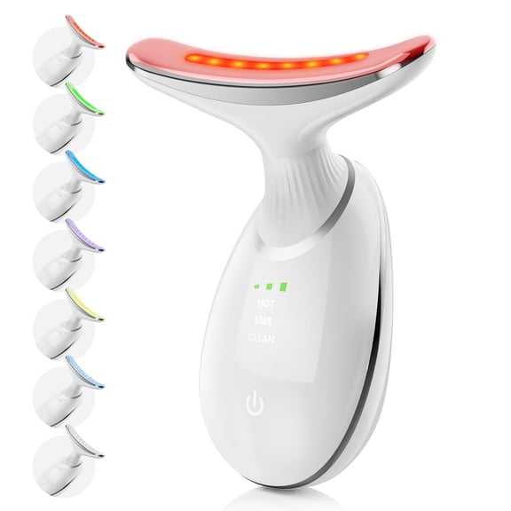 7 Color Face and Neck Massager Light Therapy, red light therapy for face with 3 Beauty Modes USB Rechargeable Face Sculpting Wand Tool Care, Smoothing, Firming