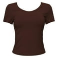 thumbnail image 6 of Women Solid Basic Tops Summer Short Sleeve Deep V Stretchy Slim Fitted Y2K T Shirts Fashion Going Out Layer Shirts, 6 of 6