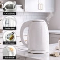 thumbnail image 2 of OVENTE 1.7L Double Wall Electric Tea Kettle, 1100W Water Boiler and Heater with Cool-Touch Exterior, Stainless Steel Insulated Interior, Auto Shut-Off, Boil-Dry Protection & Locking Lid, White KD64W, 2 of 8