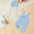 thumbnail image 2 of Ulanda Newborn Baby Boy Outfit Fall Winter Clothes Solid Plain Long Sleeve Romper Jumpsuit Overall Pants Hat Set (Light Yellow, 3-6 Months), 2 of 7