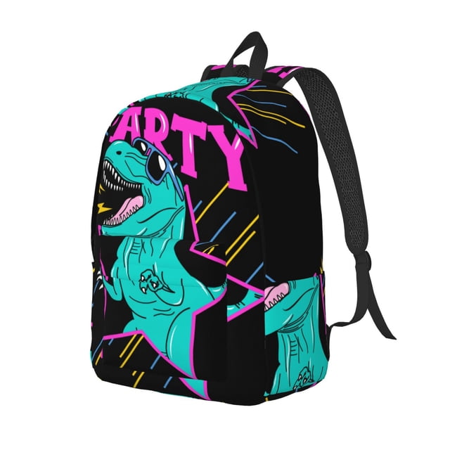 Vsdgher Rex Dinosaur With Sunglasses Print Canvas Backpack Travel Rucksack Unisex Knapsack 15.7/17.7Inch Laptop Backpack for Work,College-Small