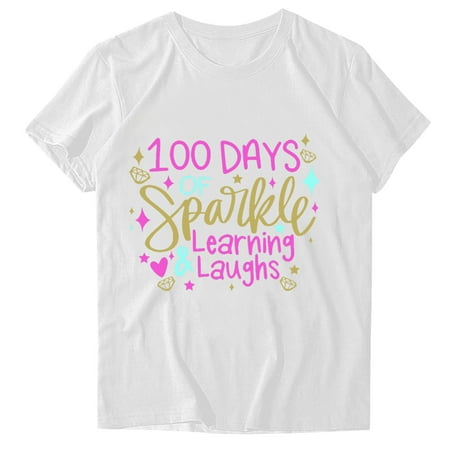 

Womens Clearance Short Sleeve Blouse White Blouse for Women Women s Fashion Printed Round Neck Short Sleeve T-shirt Blouse Loose Tops White M